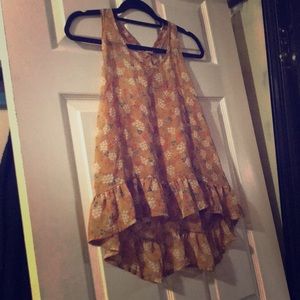 Sheer mustard yellow tank top blouse FOREVER 21